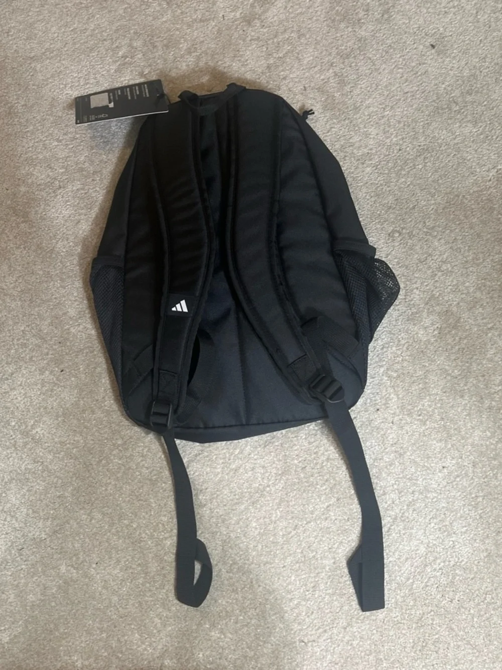 adidas Black Backpack with White Stripe Accents